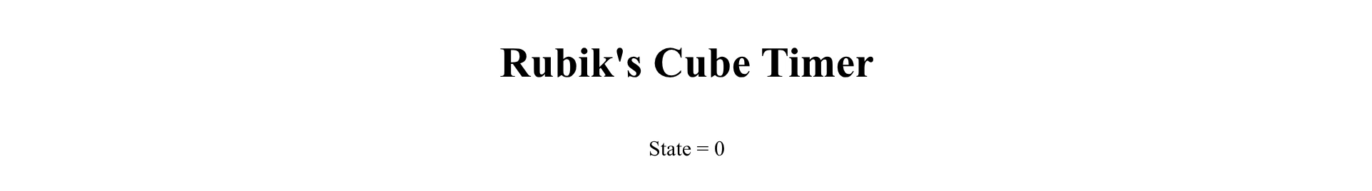 Die Seite zeigt die Überschrift „Rubik’s Cube Timer“ und darunter den Zustand 0.
