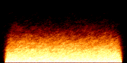 Das fertige Pixelfeuer steigt vor schwarzem Hintergrund in gelben, orangefarbenen und roten Flammen auf.
