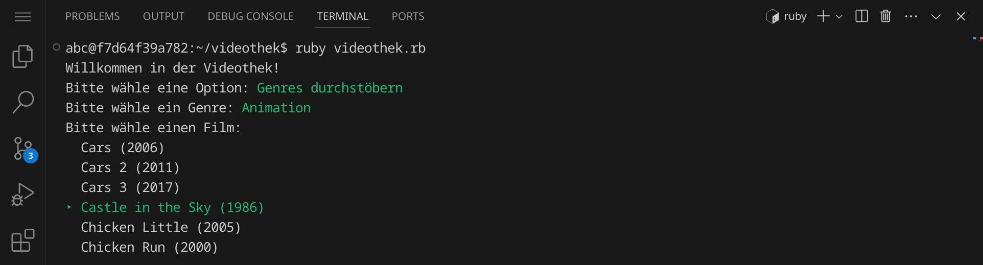 Das reparierte Programm zeigt eine durchsuchbare Liste von Animationsfilmen.