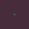 Ein dunkeltürkiser Pixel liegt auf einer dunkelvioletten Fläche.
